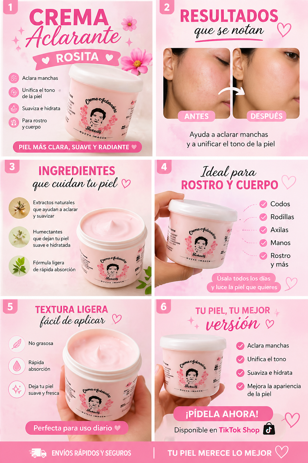 🌸 Crema Aclaradora Juanita 🌸
Tu aliada para una piel más limpia, hidratada y luminosa 💖